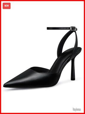 Women Stiletto Heel Pumps: Comfort Closed Toe Strappy Faux Leather High Heels